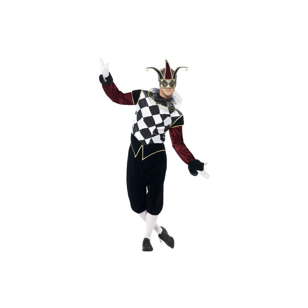 Smiffy's Adult Men's Gothic Venetian Harlequin Costume, Top, Trousers And -