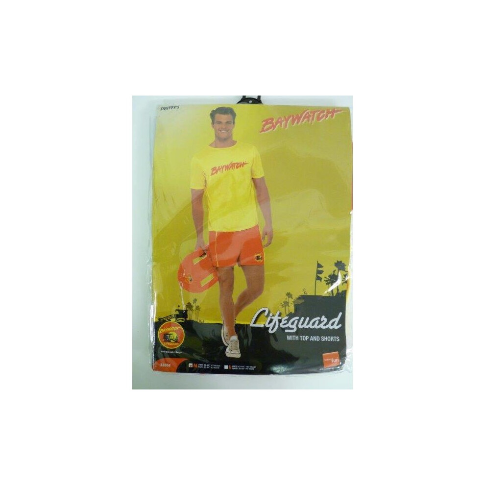 Smiffy's Medium Mens Casual Baywatch Costume - Fancy Dress Beach Lifeguard 90S Licensed - Baywatch Mens Costume Fancy Dress Beach Lifeguard 90S Licensed Yellow/Red