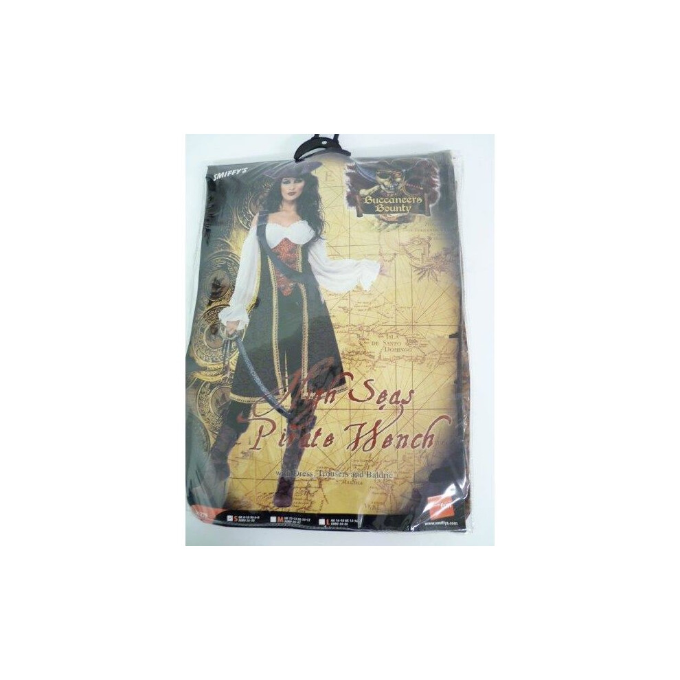 Smiffy's Small Women's Pirate Costume - Pirate Costume Dress Wench Fancy High Seas Ladies Outfit Womens Deluxe Adult Red/Brown