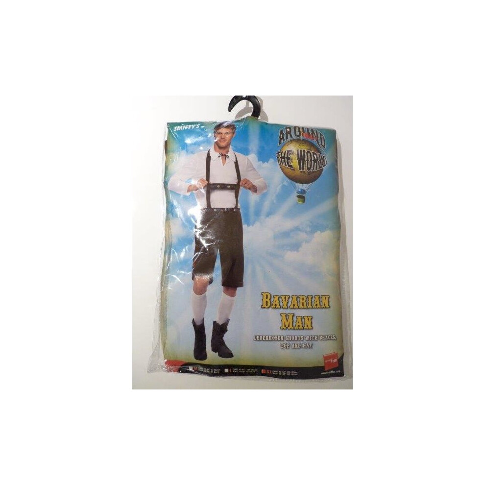 Smiffy's Extra Large Men's Bavarian Costume - Bavarian Costume Man Fancy Dress Oktoberfest Lederhosen Mens Beer Adult Outfit German Brown/White