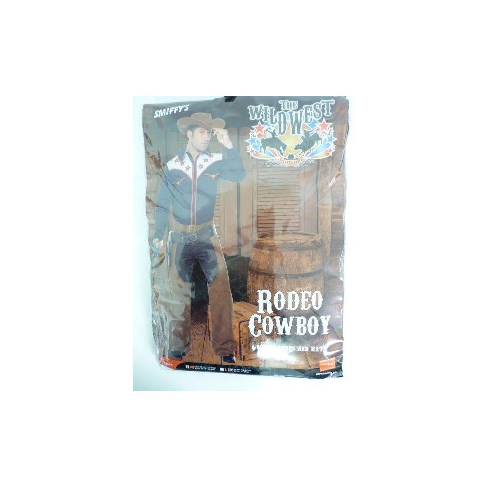 Smiffy's Medium Mens Rodeo Cowboy Costume - Fancy Dress Outfit Adult Wild West - Cowboy Costume Rodeo Fancy Dress Mens Outfit Adult Wild West Brown/Blue