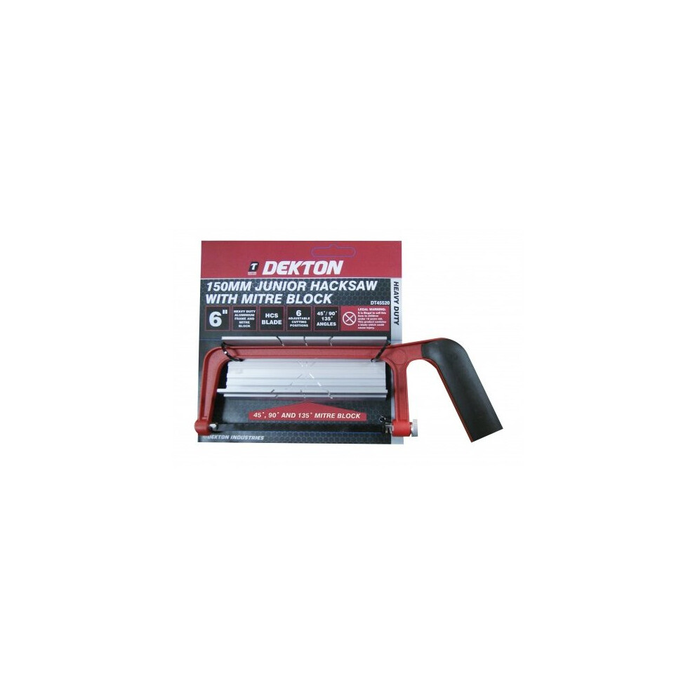 150mm Dekton Junior Hackson & Mitre Block - Hacksaw Box 150mm6 Set Angle -  hacksaw mitre block box junior 150mm6 set angle cutting corner 40mm mini