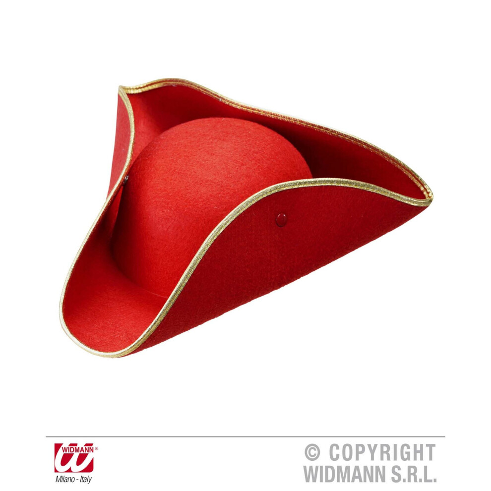 Widmann Adult's Tricorn Felt Hat - Hat Chapeau De Pirate Sparks Tricorne Dancer Majorettes Guard Officer Red