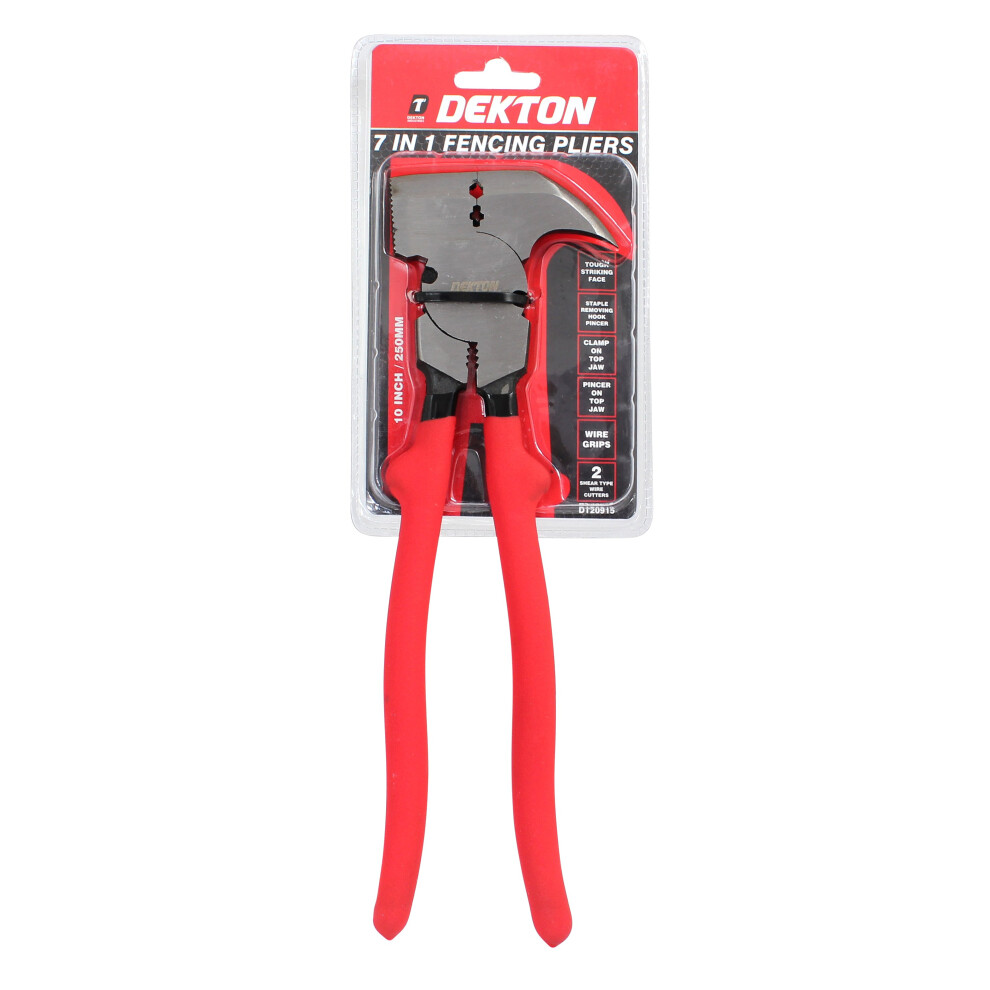 Dekton 7-in-1 Fencing Pliers -  fencing remover clamp pincer 10 250mm 7 pliers wire staple