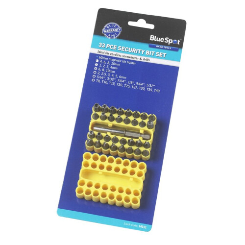 BlueSpot 33 Piece Security Screwdriver Bit Set - Bluespot Tools 14151 Bs14151 -  bit set security piece 33 bluespot tools 14151 bs14151