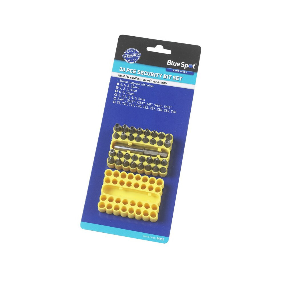 33 Piece Security Screwdriver Bit Set - Bluespot Tools 14151 Bs14151 -  bit set security piece 33 bluespot tools 14151 bs14151