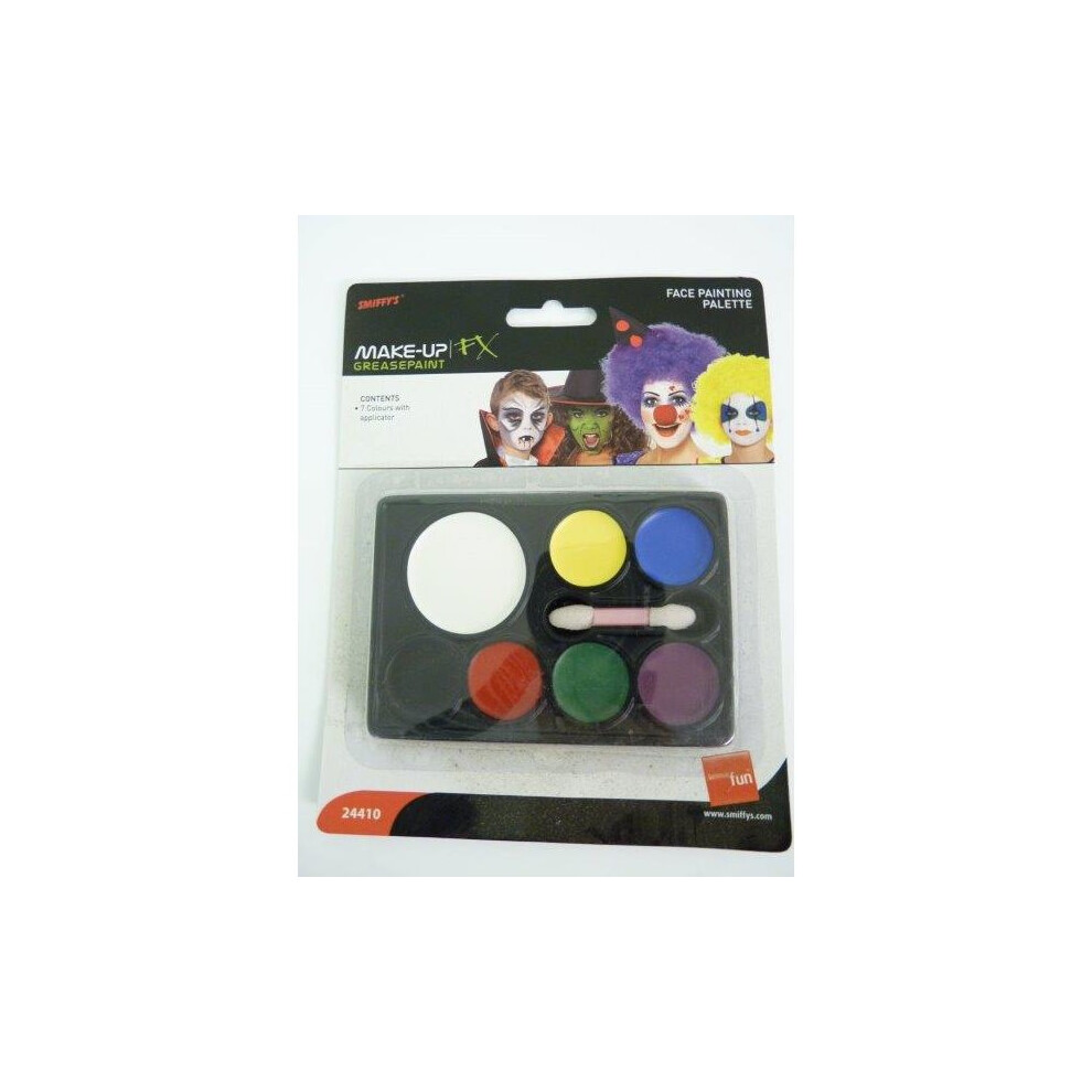 7 Colour Face Painting Palette With Applicator - Makeup Fancy Dress Smiffys -  face palette painting makeup fancy dress 7 smiffys colours