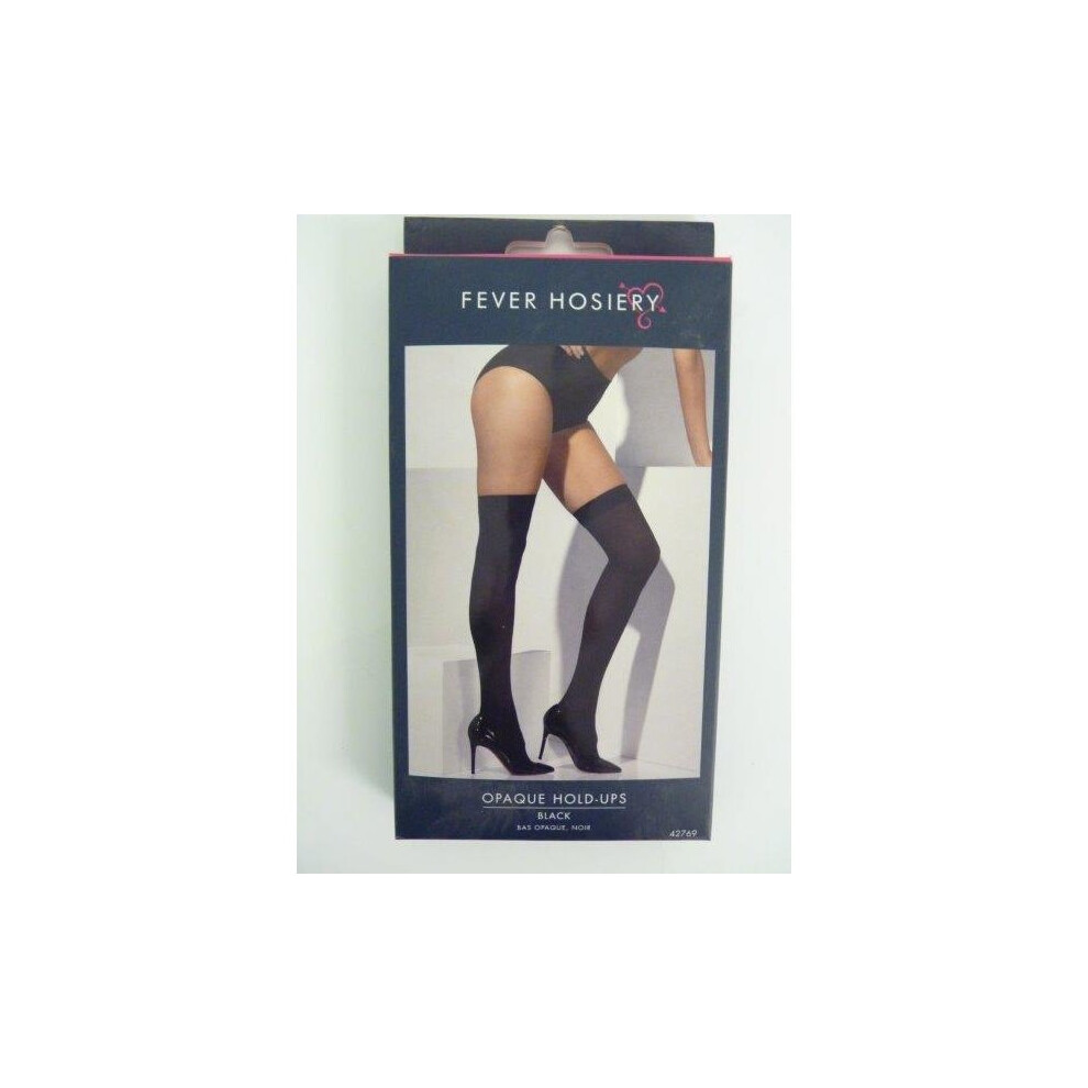 Ladies Black Opaque Hold Ups -  opaque black fancy dress hold stockings womens holdups ladies hosiery costume white