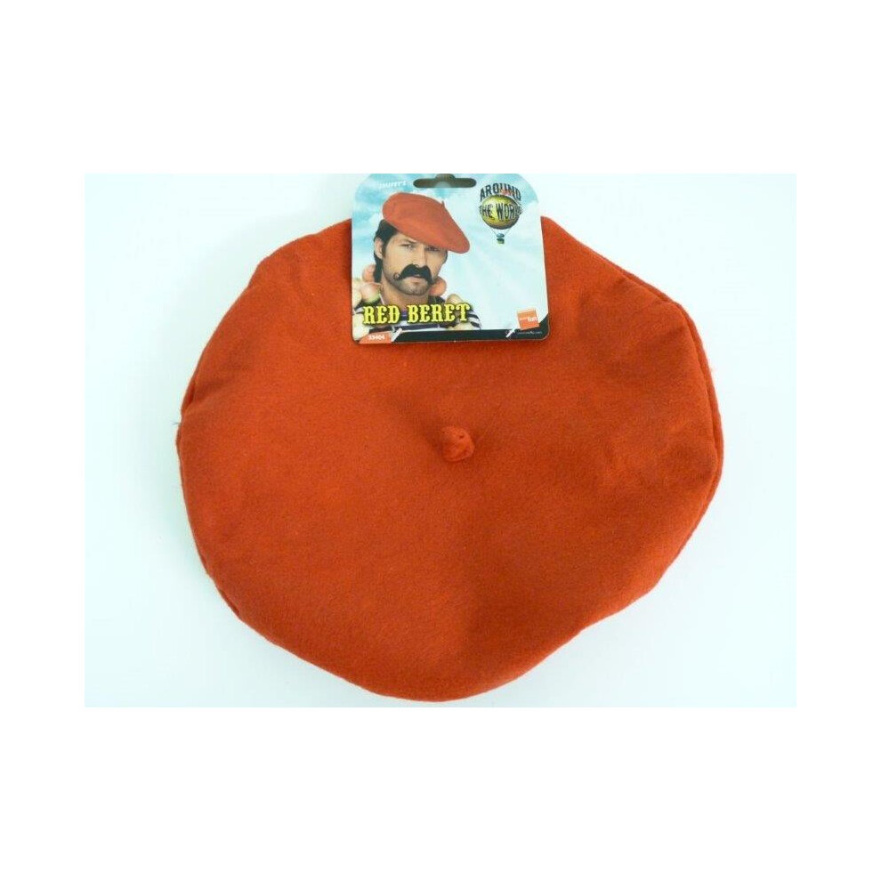 Smiffy's Adults French Beret Hat - Beret Dress Fancy French Hat Costume Accessory Red