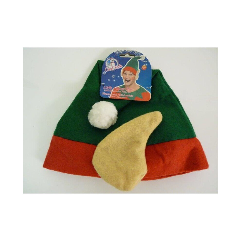 Smiffy's Elf Hat With Ears & Pom Pom - Hat Elf Little Helper Fancy Dress Mens Christmas New Ears Green