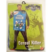 Adult Cereal Killer Costume - Men's Fancy Dress Halloween Outfit with Blue Tabard - One Size Fits Most (Code 38267)