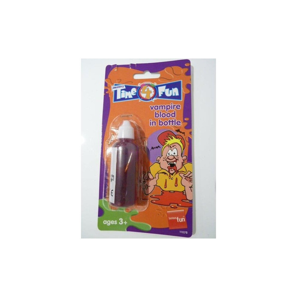 Smiffy's Bottle Of Fake Vampire Blood - Halloween Fancy Dress Make Up Accessory Joke - Blood Vampire Halloween Fancy Dress Bottle Make Up Fake Accessory Joke Red