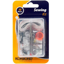 110485: Korbond 13-Piece Sewing Kit in Case – Travel Repair Kit with Scissors, Tape Measure, Needles, Pins & Buttons