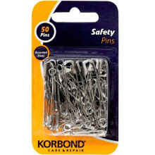 Pack Of 50 Safety Pins Assorted Sizes - safety pins korbond sizes assorted silver pack quick secure fixings 50