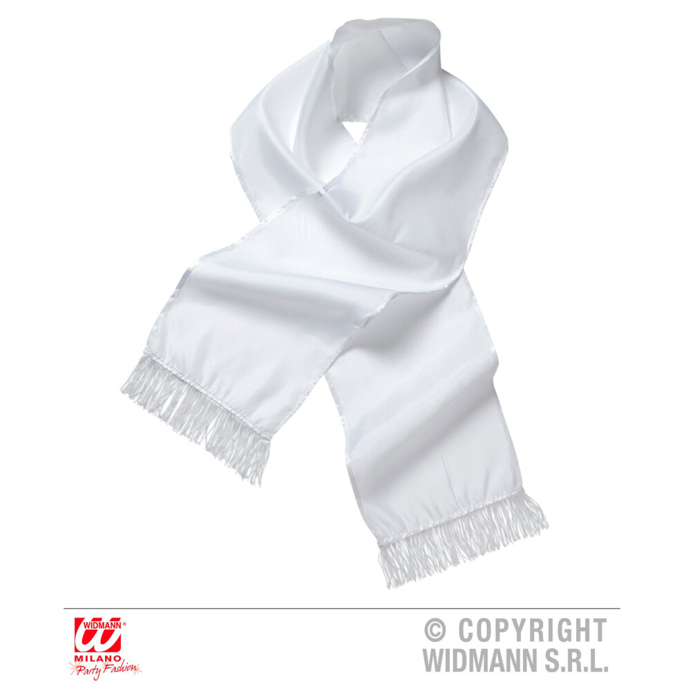 White Fancy Dress Satin Scarf - Gangster Mafia 20s Years -  satin scarf gangster mafia 20s white years