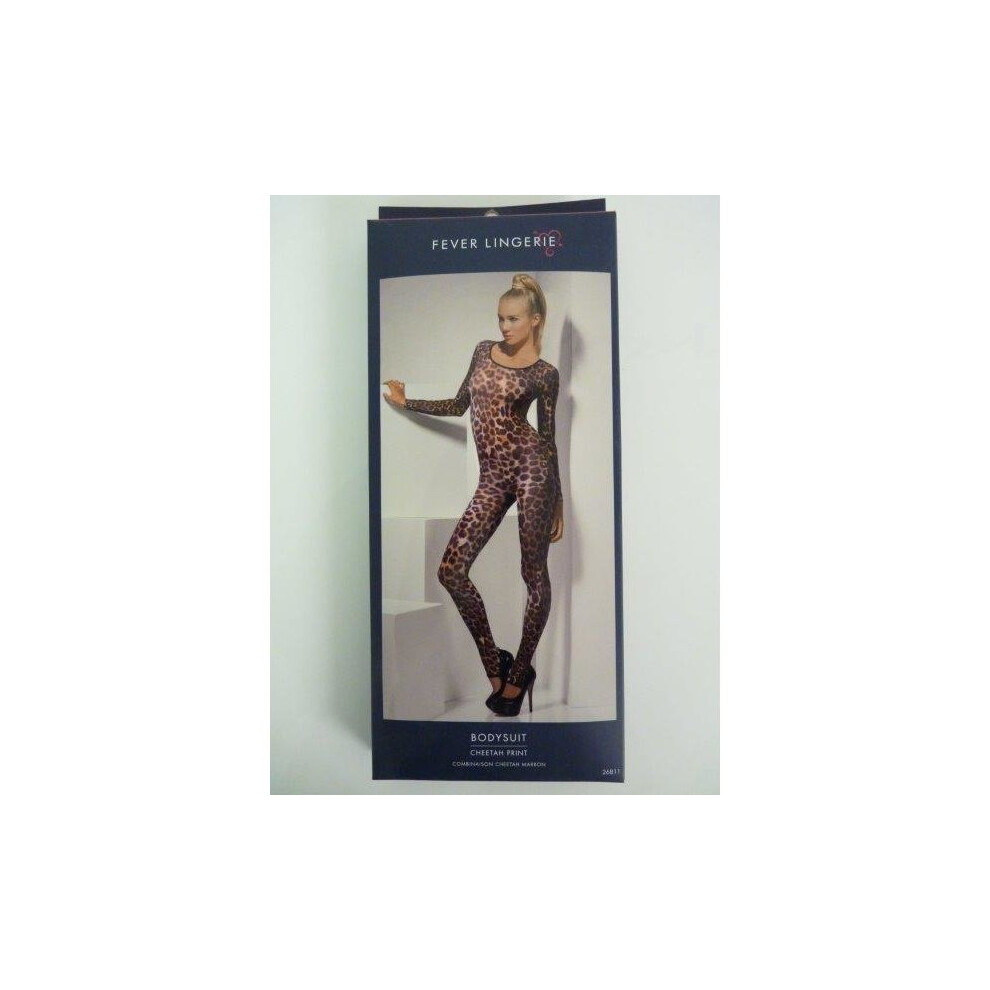 Smiffys Women's Brown Leopard Print Bodysuit - Fancy Dress Animal Print Catsuit Body Bodysuit Sexy Cheetah Costume Fever 614 Small