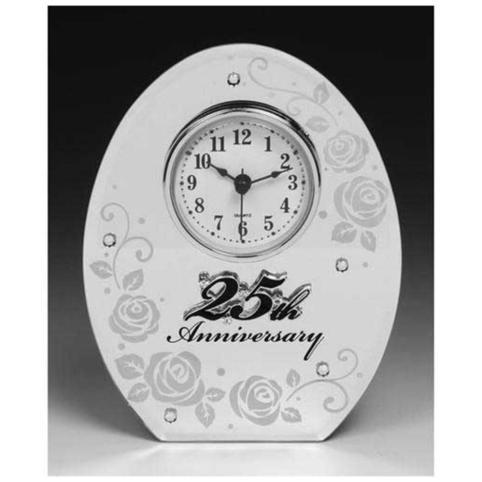 25th Wedding Anniversary Mirror and Clock Gift by Shudehill giftware