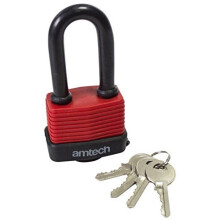 50mm Long Shackle Weatherproof Padlock - 4 Security Keys Garage Home Shed -  long shackle padlock 50mm 4 weatherproof security keys garage home shed