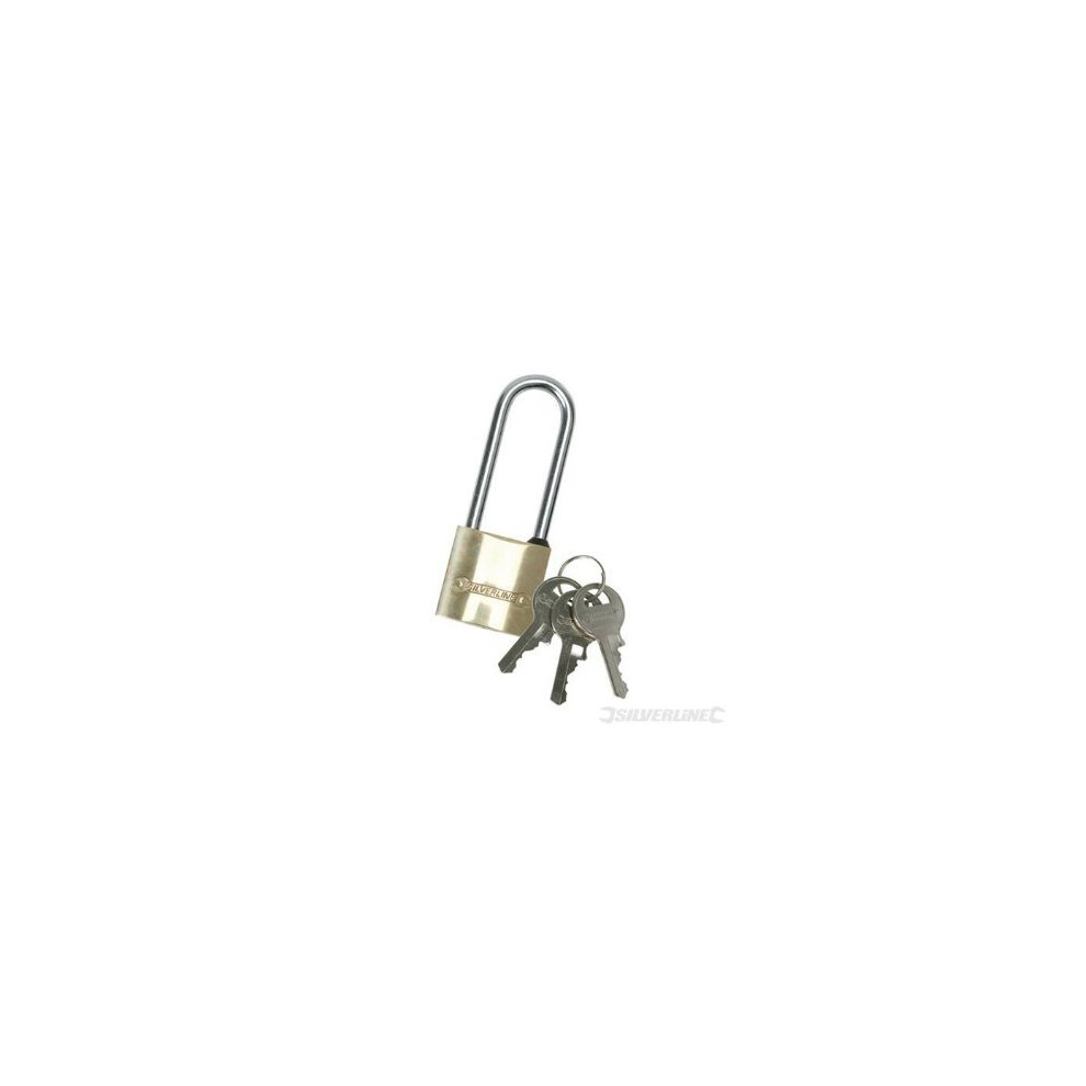 Silverline Brass Padlock Long Shackle 40Mm - Mss03l Security 38Mm - Brass Padlock Long Shackle Mss03l 40Mm Security 38Mm