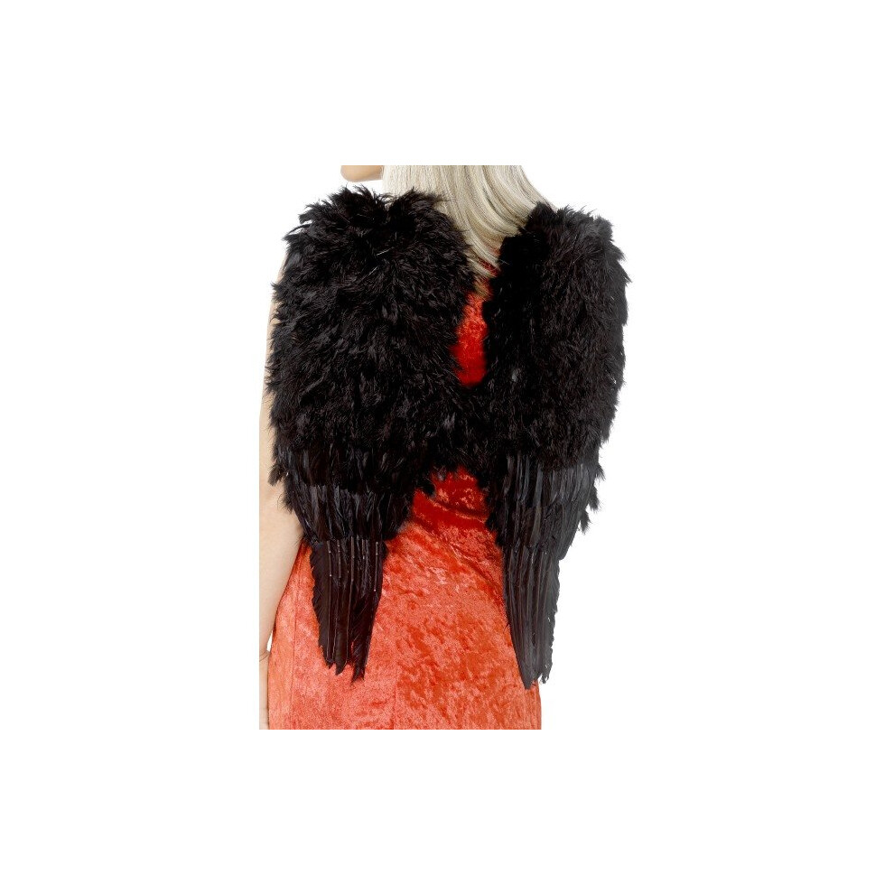 Smiffy's Women's Feather Angel Wings, Black, One Size, 20900 - Angel Wings Feather Black One Size Womens