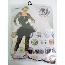 Large Black 80's Ladies Wild Child Costume - costume 80s wild child fancy dress ladies womens 1980s madonna pop outfit star adult smiffys