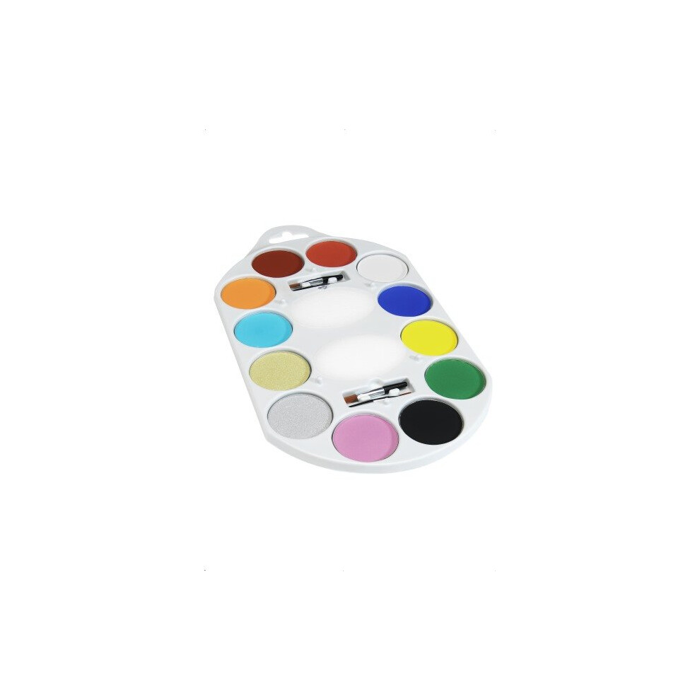 Assorted Colours Smiffy's Make Up Palette. - Face 12 Paint Pallet Brush Sponge -  face 12 paint pallet colours brush sponge makeup fx