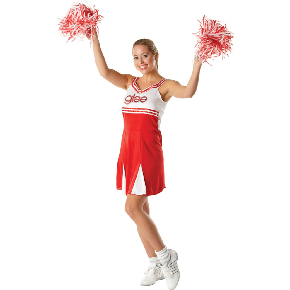 Medium Ladies Glee Cheerleader Costume -  ladies glee cheerleader fancy dress costume quin santana brittany outfit official high school pom poms