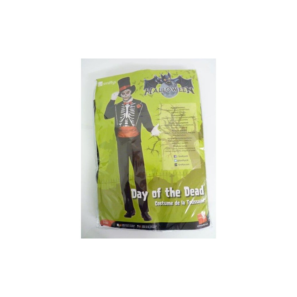 Smiffy's Large Mens Day Of The Dead Costume - Costume Day Dead Mens Halloween Fancy Dress Skeleton James Bond Tux Suit Green