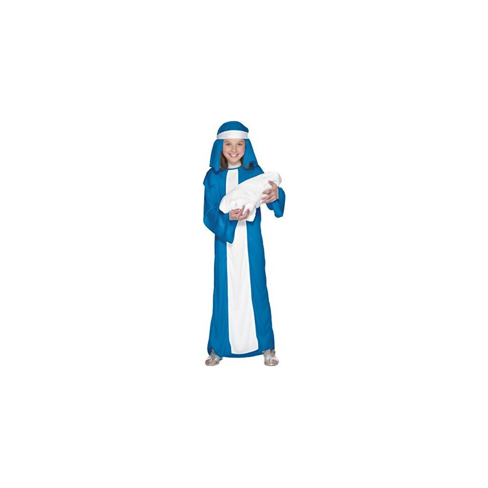 Smiffy's Children's Virgin Mary Nativity Costume - Girls Fancy Dress Christmas Outfit - Mary Costume Nativity Girls Fancy Dress Christmas Outfit Play Kids Blue/White