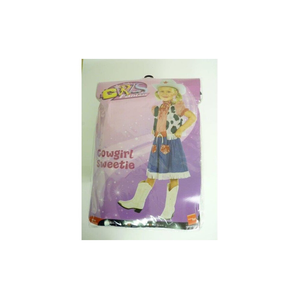 Smiffy's Cowgirl Sweetie Costume, With Dress, Vest, Scarf, Belt & Hat - Cowgirl Costume Fancy Dress Sweetie Girls Outfit Wild Child Cowboy West Kids Blue