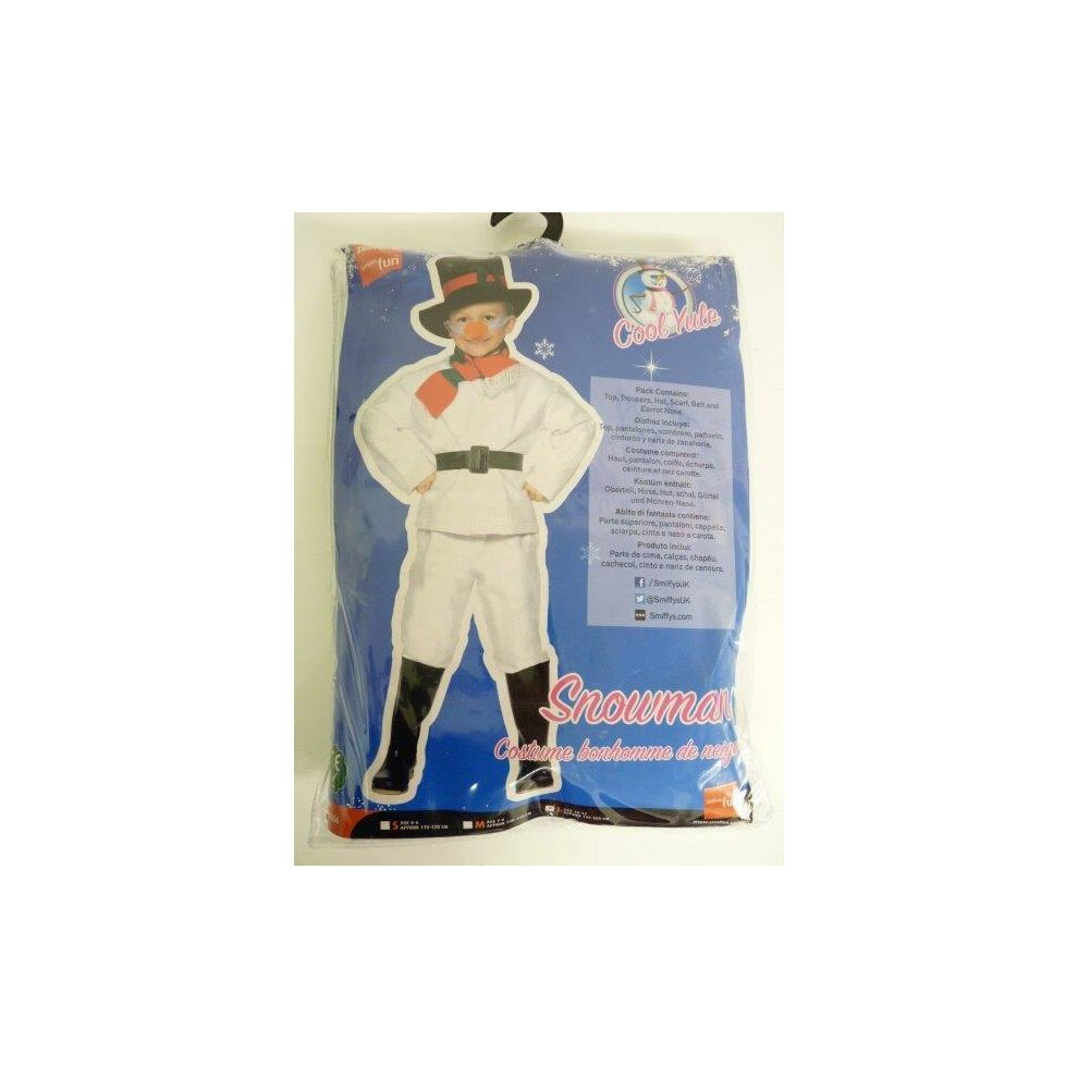 Smiffy's Large Children's Snowman Costume - Snowman Costume Christmas Fancy Dress Boys Outfit Kids Childrens Xmas Girls White
