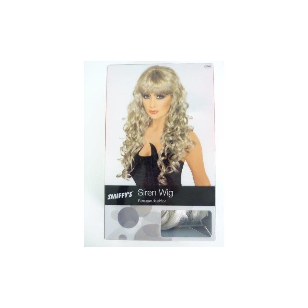 Adult's Silver Long Siren Wig -  wig siren long fancy dress ladies curly silver smiffys fringe accessory