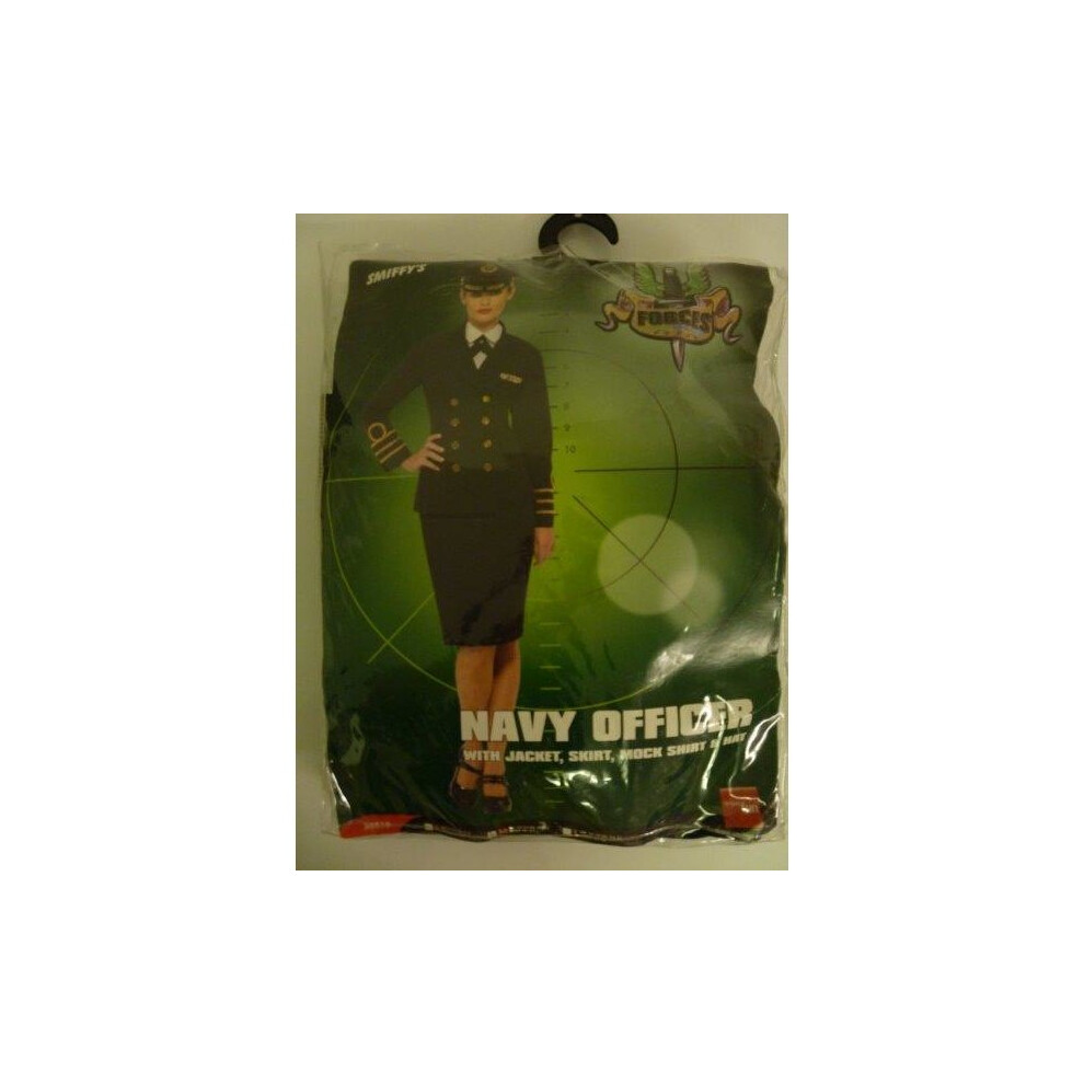 Smiffy's Medium Black Ladies Navy Officer Costume - Navy Costume Officer Fancy Dress Outfit Ladies Sailor Womens Adult Ww2 Blue,Black