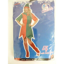 Small Red & Green Ladies Elf Costume - elf costume christmas fancy dress ladies womens xmas outfit adult santas helper size
