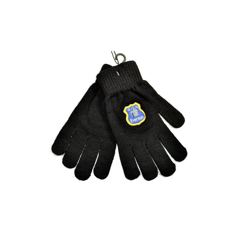 Everton Black Knitted Gloves - Official Junior Football Fc Blk Club - Gloves Knitted Everton Official Junior Football Fc Blk Black Club