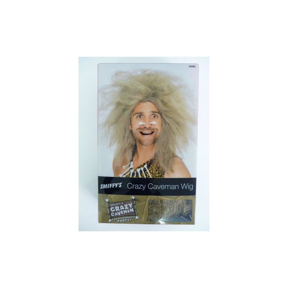 Smiffy's Adult's Crazy Caveman Wig - Wig Caveman Fancy Dress Blonde Crazy Costume Accessory Mens Hair Not,Specified