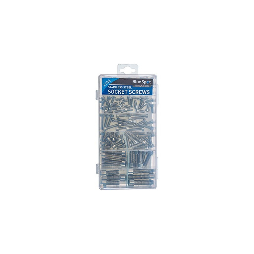 Blue Spot 40552 Stainless Steel Socket Screws Assortment - Silver (106-Piece) - Blue Spot Piece Stainless Steel Socket 40552 106 Screws Assortment 5028734405521