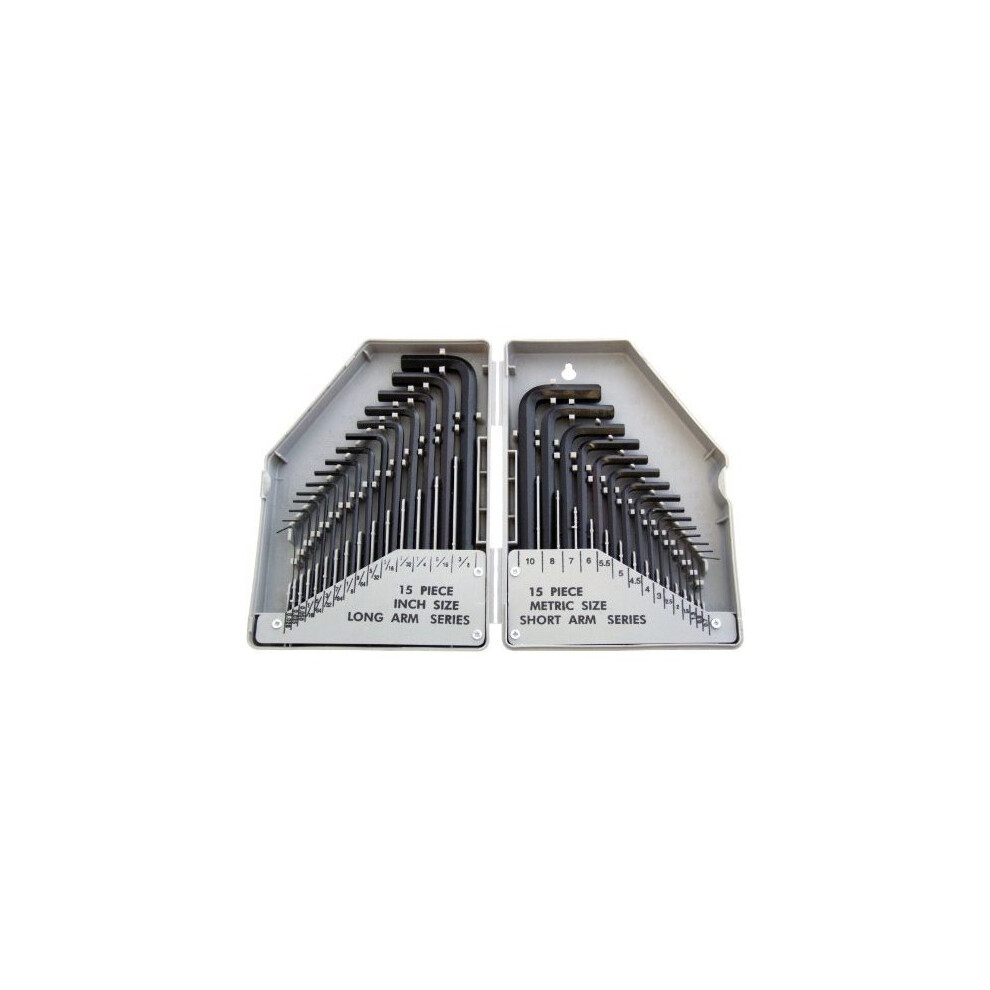30pc Hex Key Set - Allen Steel Case Amtech 30 Metric Imperial Alan Allan Hexagon -  key set hex allen steel case amtech 30 30pc metric imperial alan