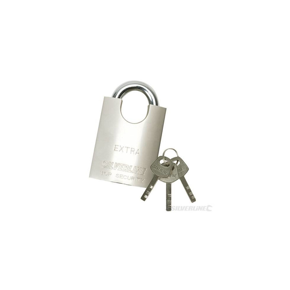 50mm Silverline Shrouded Padlock - 298532 -  padlock shrouded 50mm silverline 298532