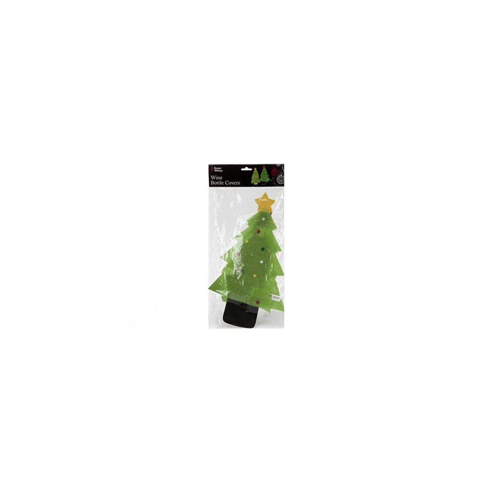 Christmas Tree Wine Bottle Cover - Green Felt Size Small Gift Bagwrapping -  tree wine bottle christmas green felt size small gift bagwrapping outfit