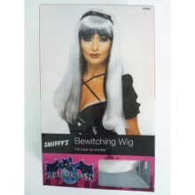 White and black wig with black bow for women