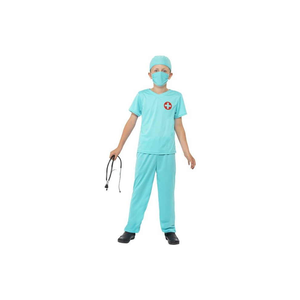 Smiffy's Large Blue Children's Surgeon Costume - Costume Fancy Dress Surgeon Doctor Boys Kids Outfit Scrubs Girls Book Child