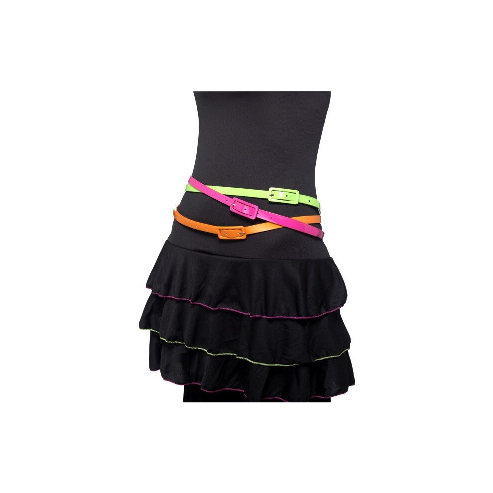 Smiffy's 80'S Style Neon Belts - Multi-Pack - Fancy Dress 1980S Accessory - Neon Belts Fancy Dress 1980S Accessory Womens Ladies Costume Disco Not,Specified