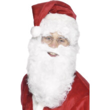Santa Beard, White, 28cm / 11in - santa beard christmas fancy dress accessory father white claus economy mens 28cm
