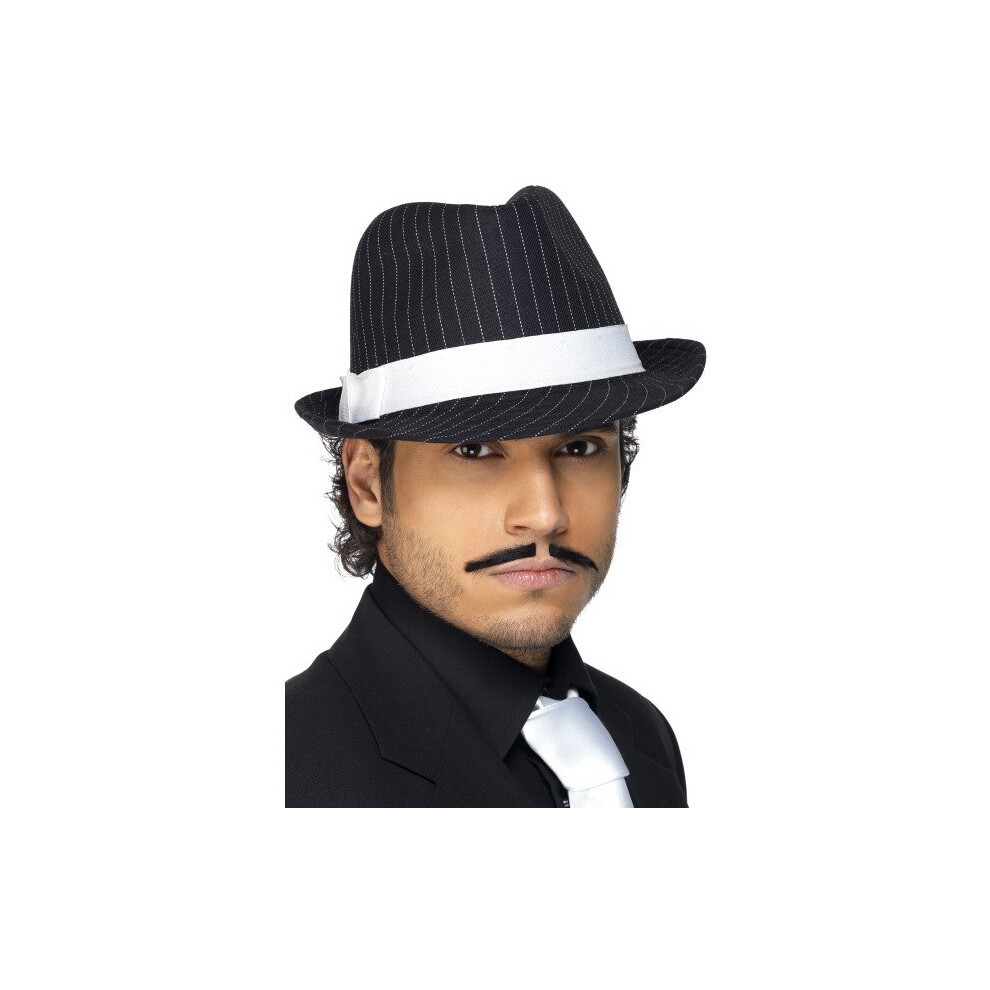 Smiffy's Men's Gangster Trilby Hat, Black With White Stripes, One Size, 36493 - Hat Gangster Mens Black Trilby Fancy Dress 1920S White White,Black