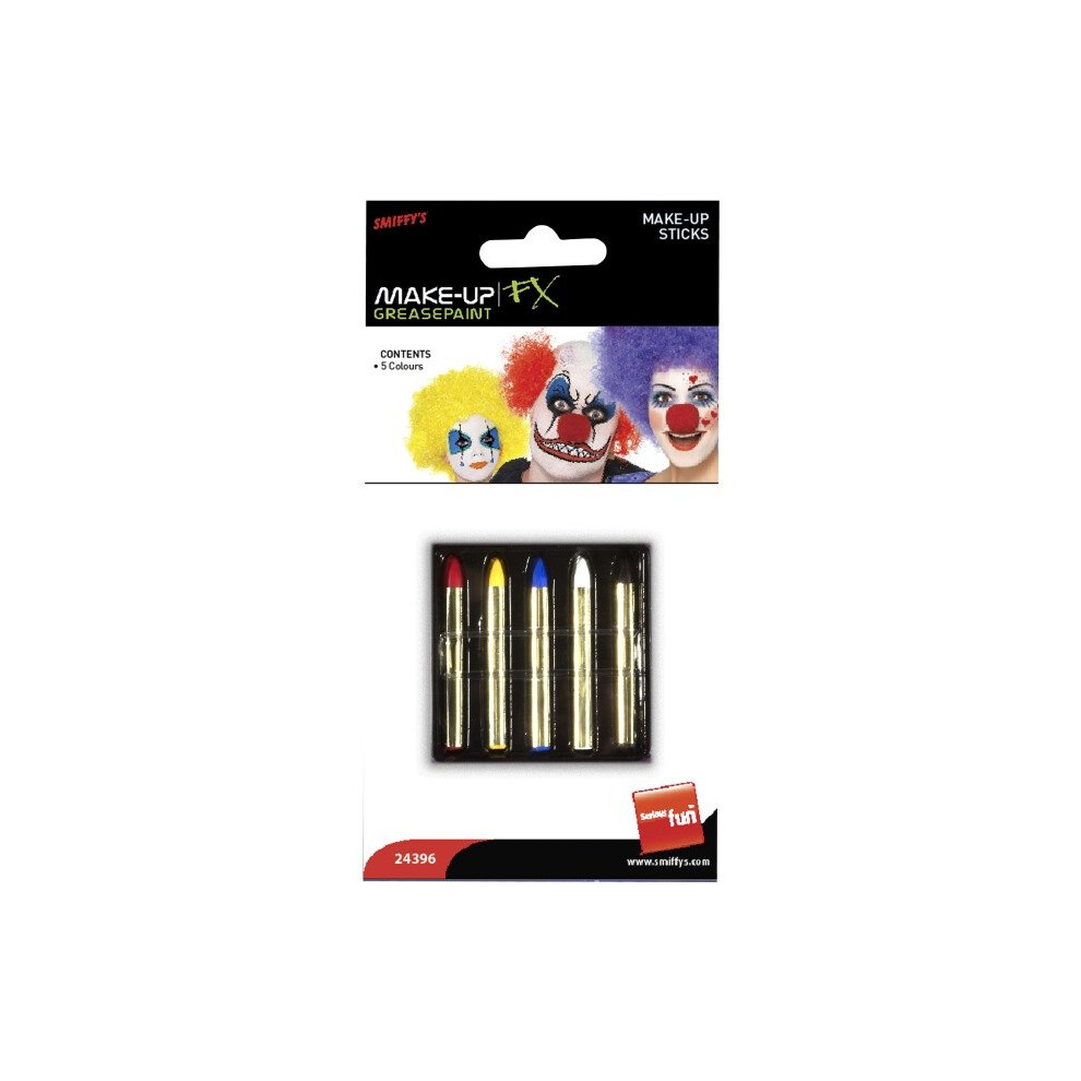 Smiffy's Make-up Sticks - Red, Yellow, Blue, Black And White - Fancy Dress Face -  sticks fancy dress face paint makeup red black yellow white blue 5