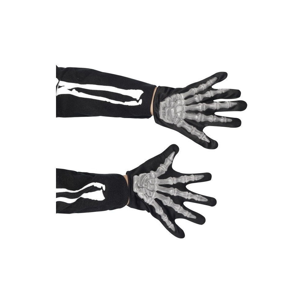 Smiffy's Gloves Skeleton Childs Raised Bones -  skeleton gloves fancy dress halloween accessory child boys girls