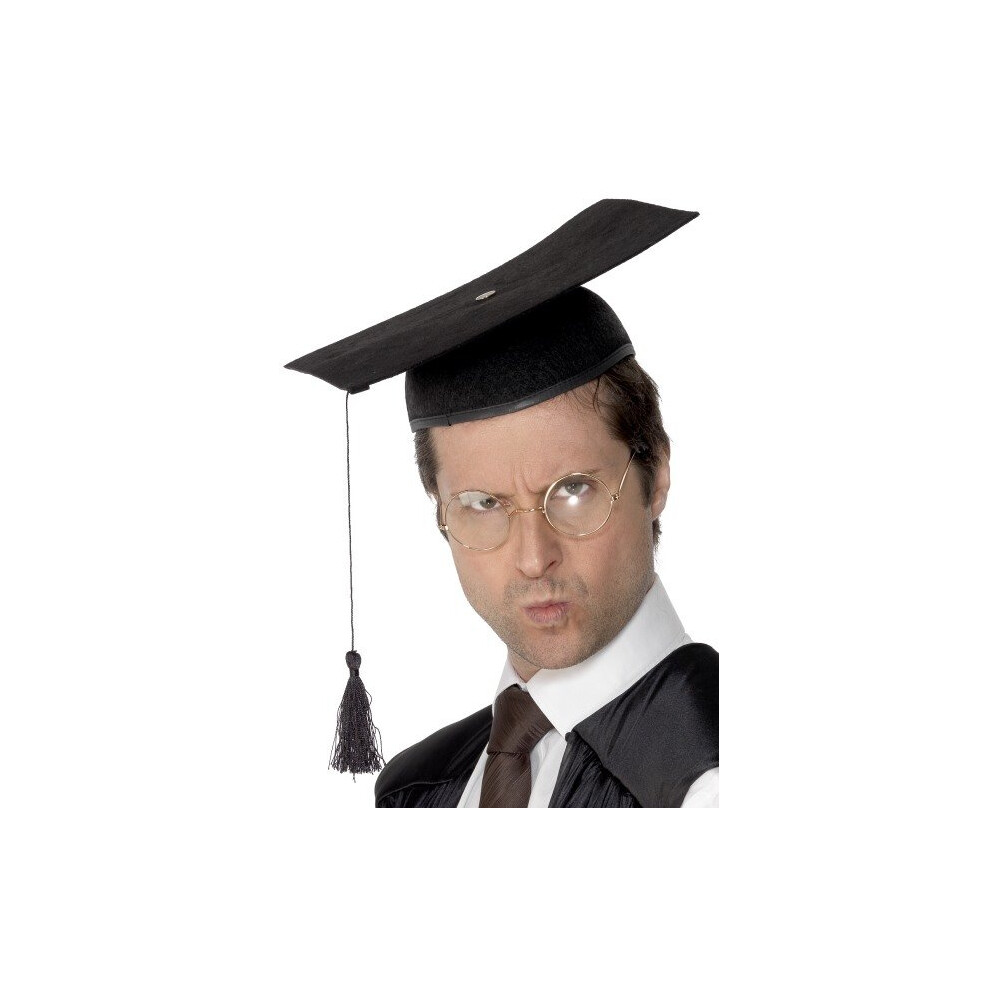 Black Deluxe Mortar Felt Board Hat With Tassel -  hat fancy dress mortar board felt black school teacher teachers costume smiffys