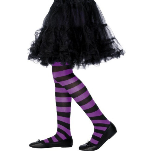 Kids Striped Tights (Purple)