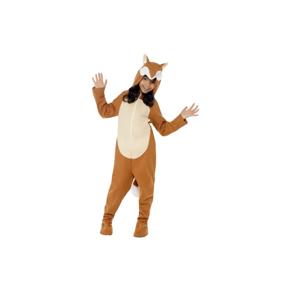 Smiffy's Children's Unisex All In One Fox Costume, Jumpsuit With Tail And Ears, -  costume fox fancy dress childrens boys smiffys jumpsuit girls